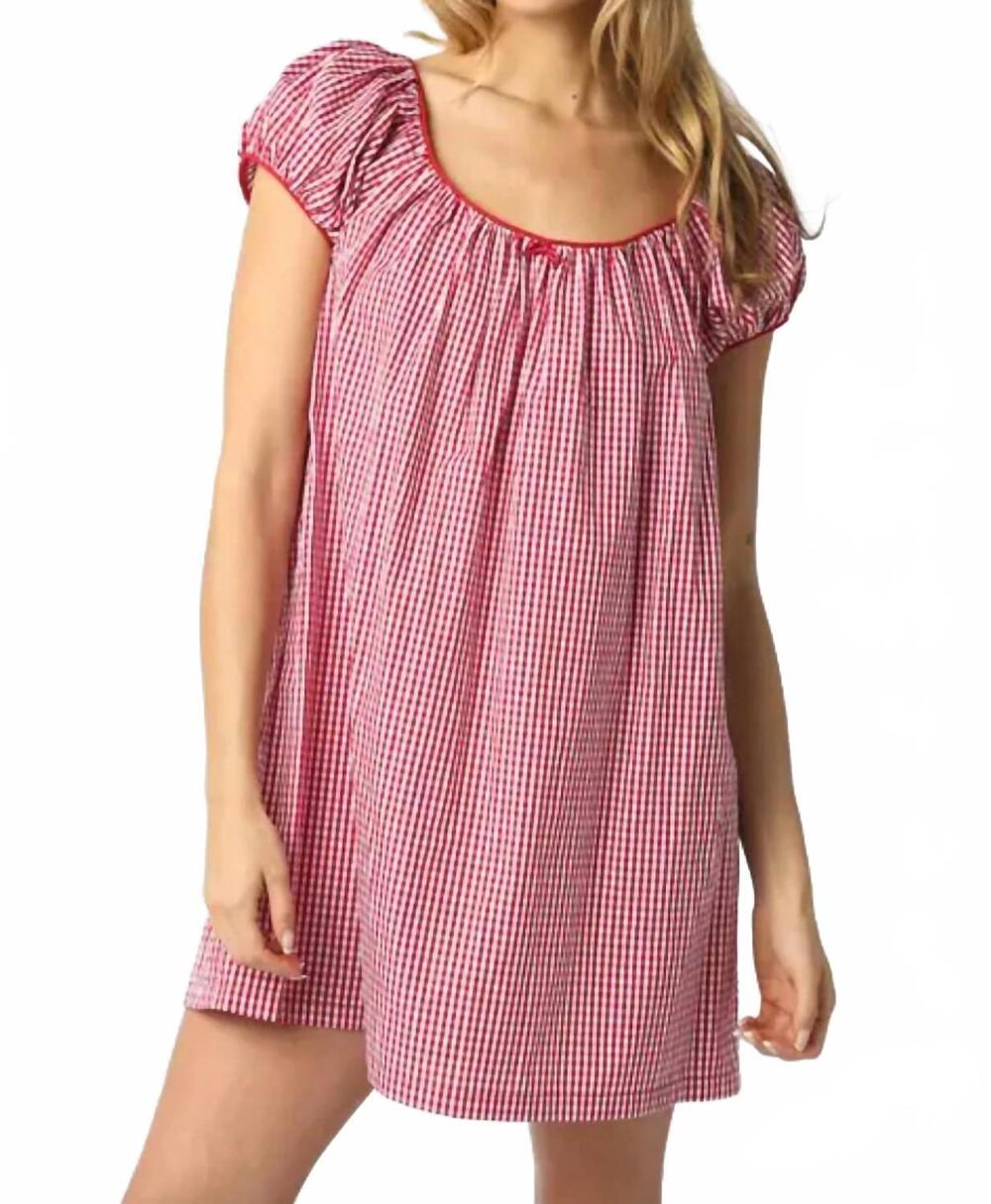 NEW OLIVACEOUS harper gingham mini dress in red and white